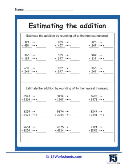 estimating sums and differences worksheet|Worksheet on Estimating Sums and Differences .